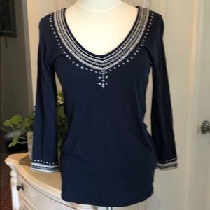 LUCKY BRAND LIVE IN LOVE NAVY SZ MED TOP